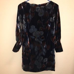 Ann Taylor Printed Velvet Puff Sleeve Dress